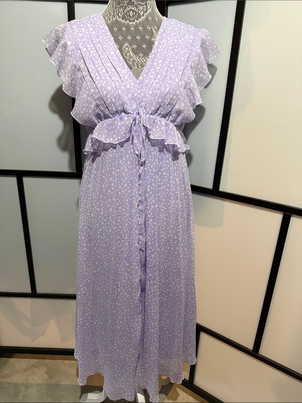 Versona Lilac Floral Button-Front Maxi Dress
